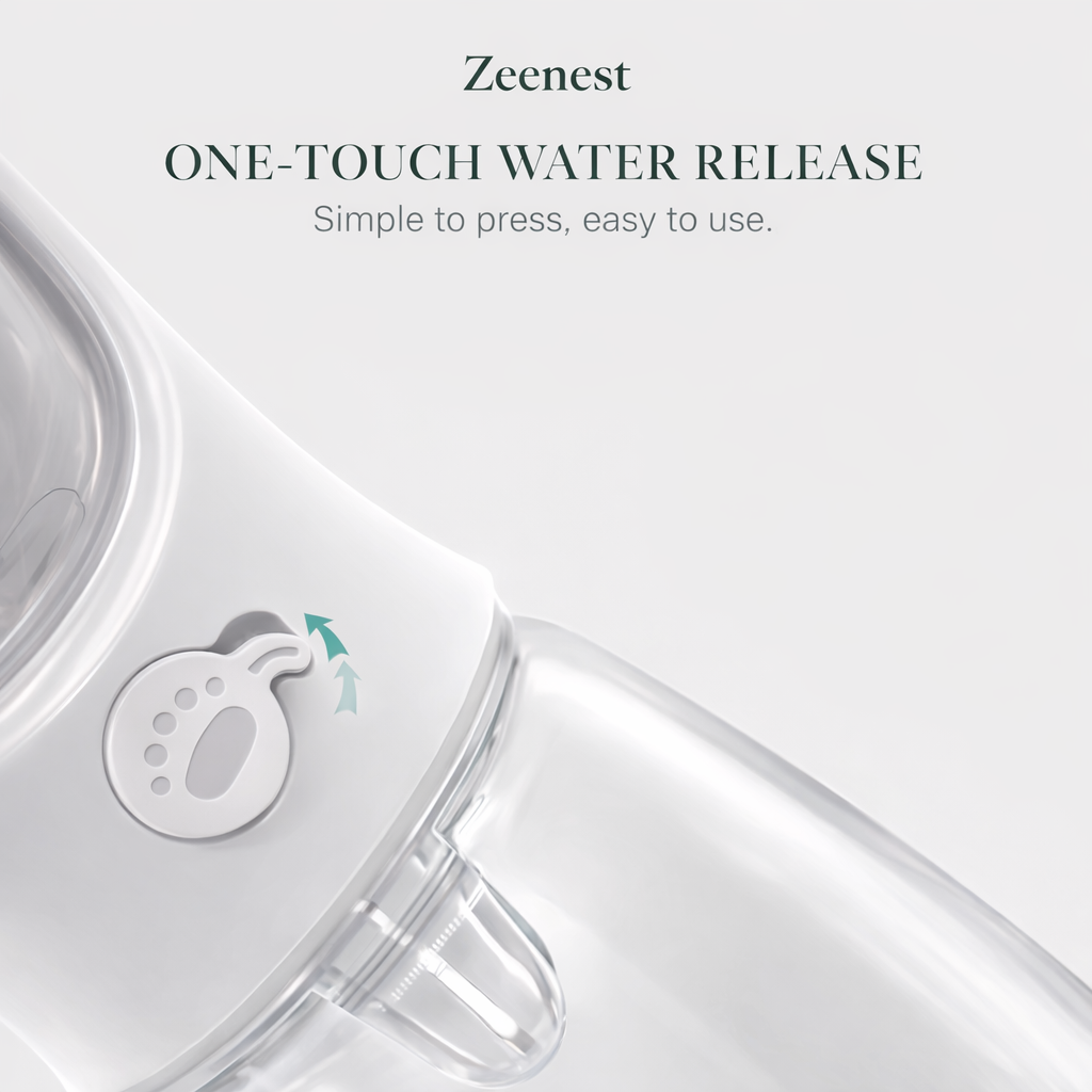 Zeenest™ AquaGo Travel Bottle lock button close-up for leak prevention