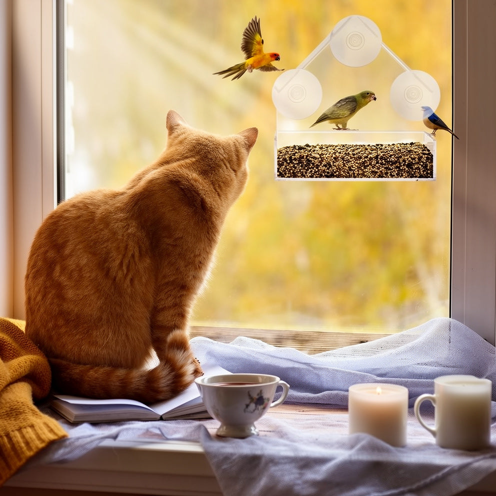 Zeenest™ ClearView Bird Feeder for birdwatching through your window at home