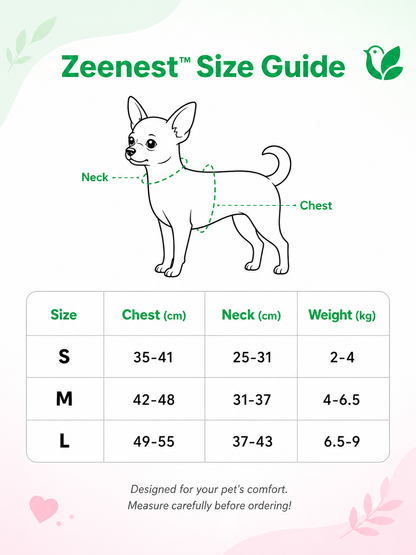 Zeenest™ Pet Carrier Size Guide for small dogs - Measurement chart
