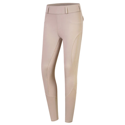 Front view of women's beige horse riding breeches