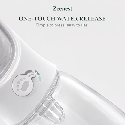 Zeenest™ AquaGo Travel Bottle lock button close-up for leak prevention