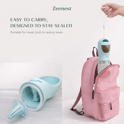 Close-up of Zeenest™ AquaGo Travel Bottle leakproof lock and one-hand button