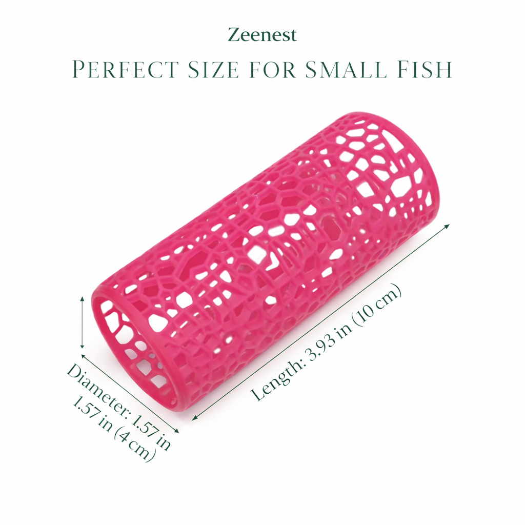 Zeenest™ AquaTunnel Hideout size guide with aquarium tunnel dimensions