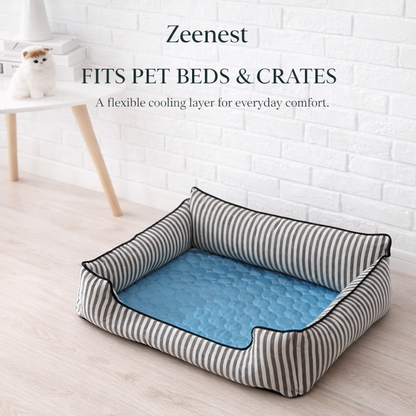 Pet resting on Zeenest™ ChillRest Pet Cooling Mat to stay cool and comfortable02