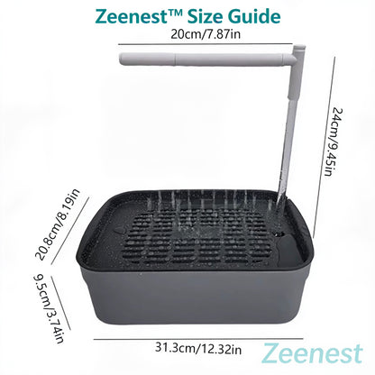 Zeenest™ CircuBath bird shower size guide with dimensions in cm and inches