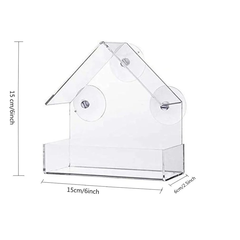 Zeenest™ ClearView Bird Feeder size guide and dimensions for window mounting