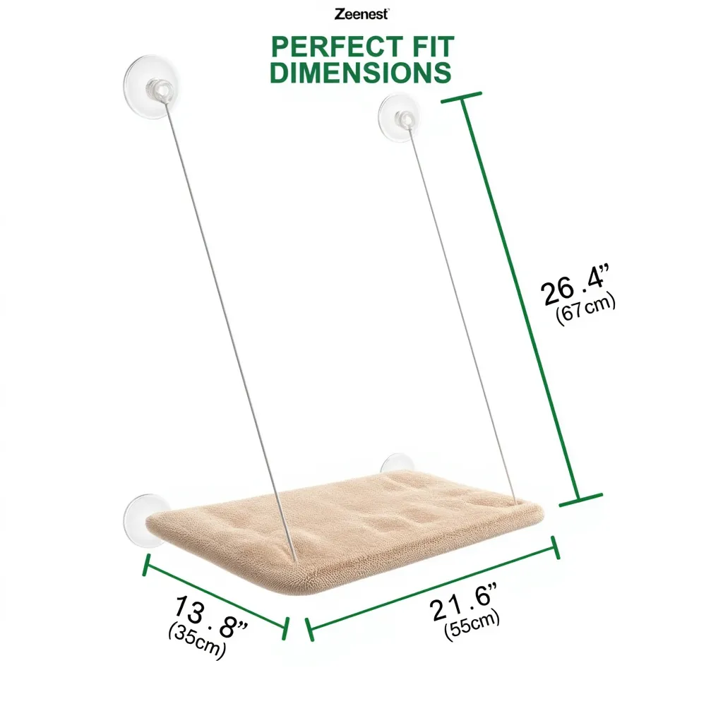 Zeenest™ CloudView Window Hammock for Cats size guide and dimensions01