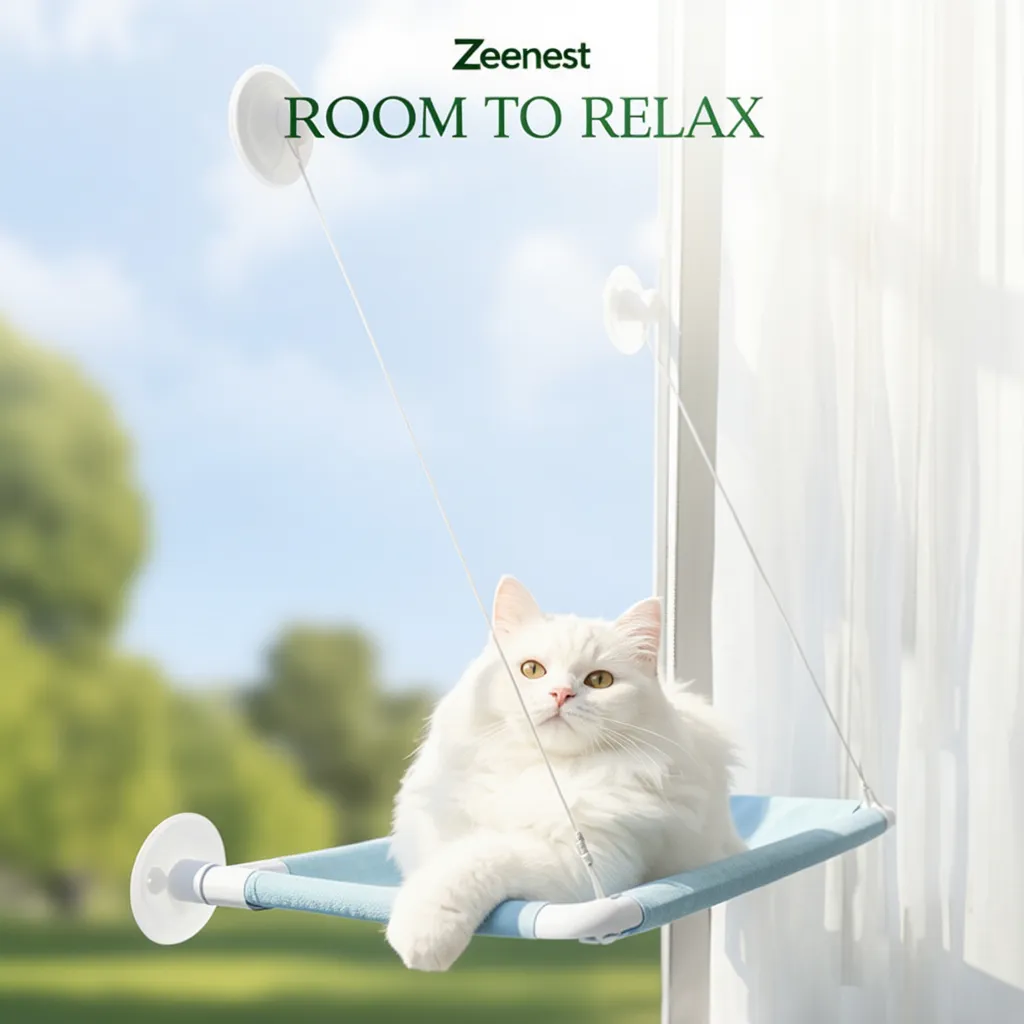 Zeenest™ CloudView Window Hammock roomy and comfortable window perch for cats to relax