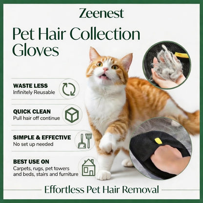 Zeenest™ Gentle Touch grooming glove features for fur removal and gentle massage