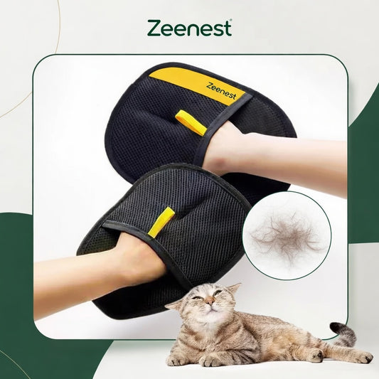 Close-up of Zeenest™ Gentle Touch grooming glove silicone bristles for fur removal