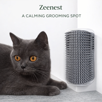 Close-up of Zeenest™ Self-Groom Corner Brush soft grooming bristles for cats