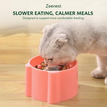 Dog eating from Zeenest™ SlowFeast Bowl anti-gulp slow feeder
